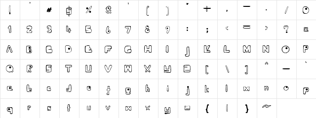 Ugly R Regular  glyph index