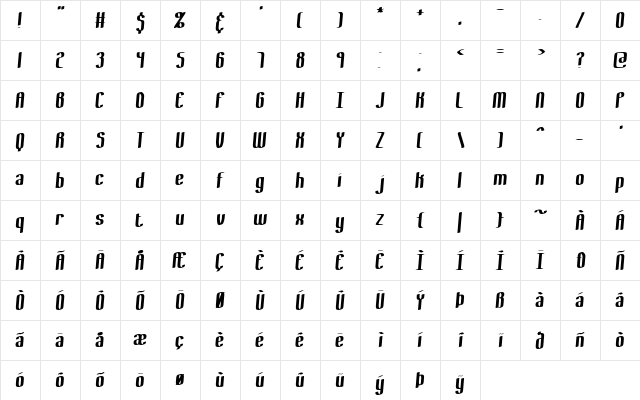 Bewilder Thick BRK Normal  glyph index