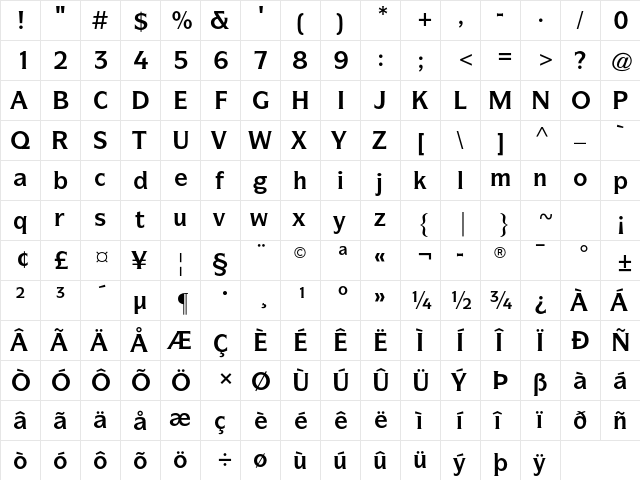 ITC Symbol Std Bold  glyph index