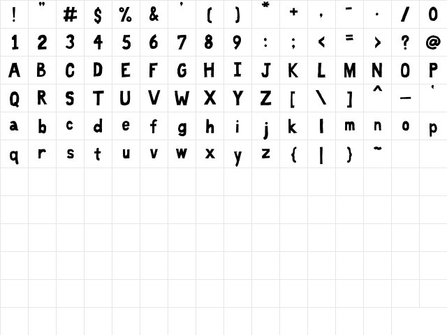 Fat Free Solid Regular  glyph index