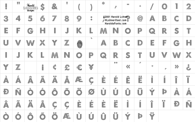 Fortuna Dot Regular  glyph index