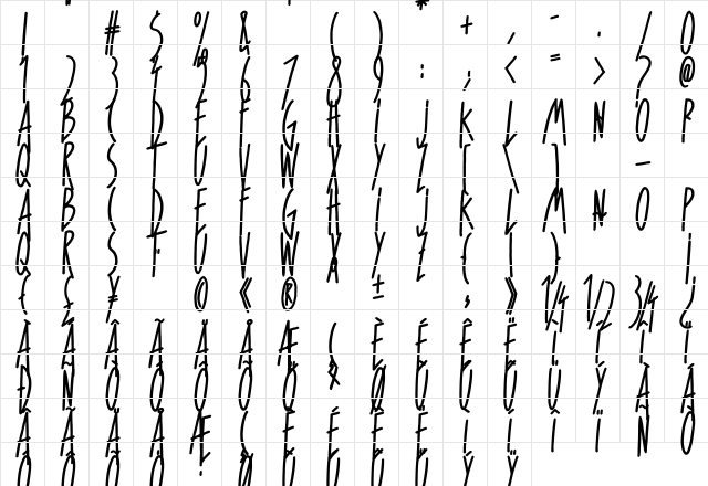 For Girls Only Bold Regular  glyph index