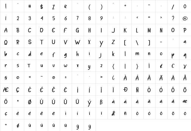 Dissert Regular  glyph index