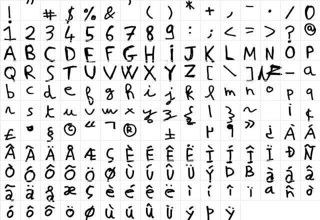 Nicolas Frespech Regular  glyph index