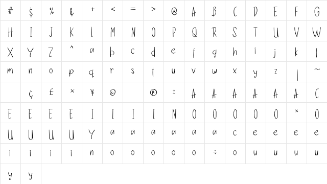 Yahatsu Pu Regular  glyph index
