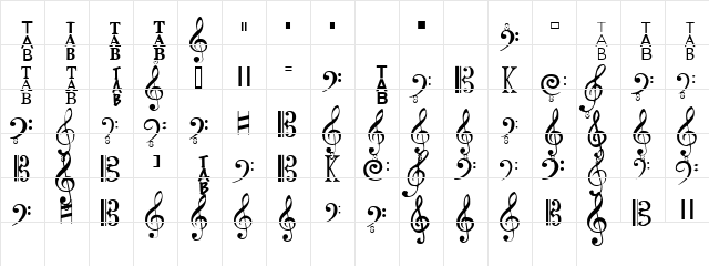 Clefs Regular  glyph index