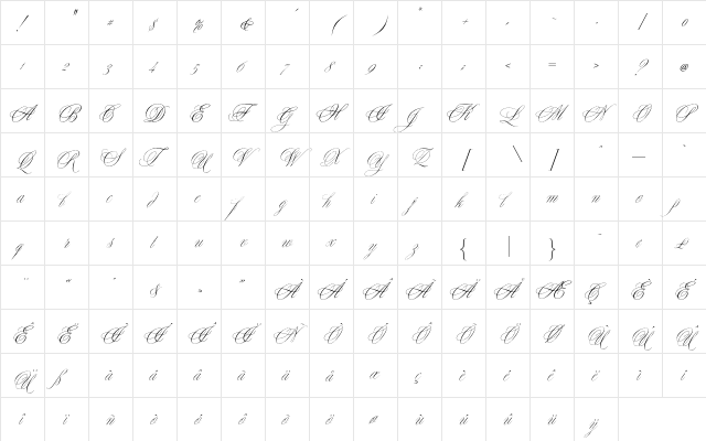 Butterfly Regular  glyph index