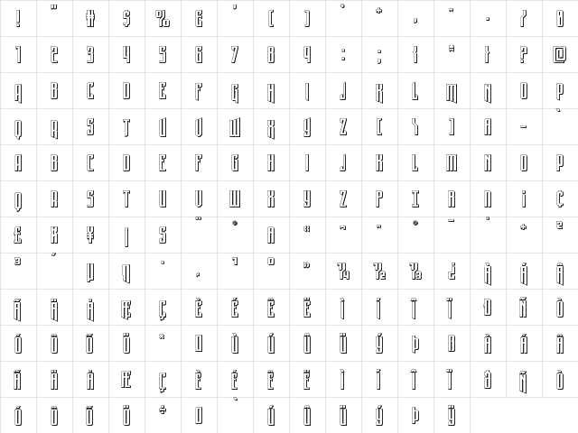 Night Traveler 3D Regular  glyph index
