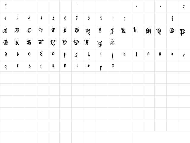 Bonbon Bleu Regular  glyph index