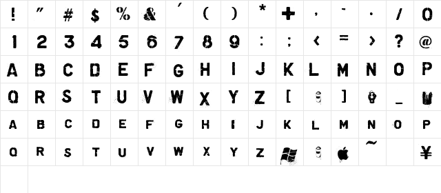 Graffiare Regular  glyph index