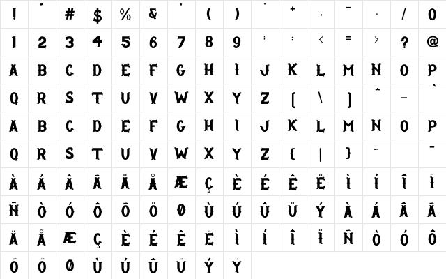 West Thistle Regular  glyph index