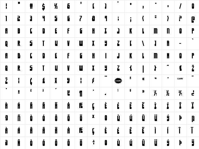 Eldebaran Condensed Condensed  glyph index