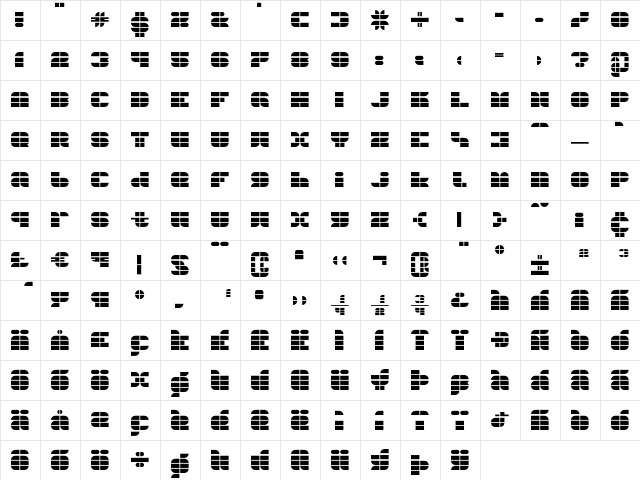 104 Regular  glyph index