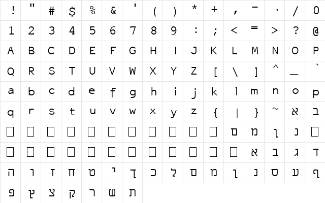 ElroNet Monospace Normal  glyph index