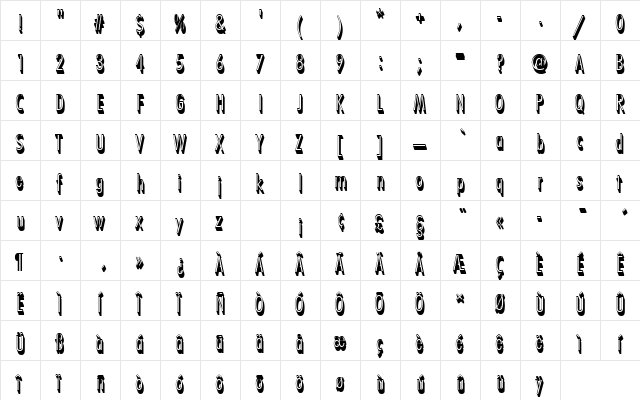 FuturaTLigConSh1 Regular  glyph index