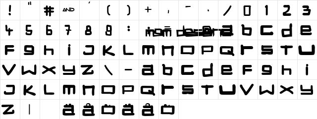 STUCK Regular  glyph index