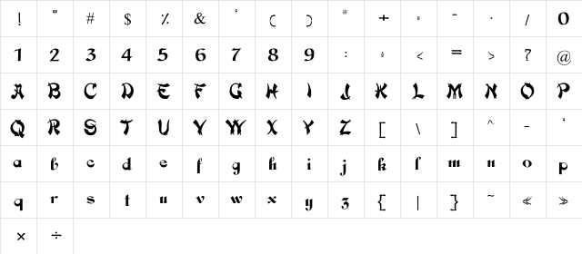 Mangrio-Aziz_I-Chini Regular  glyph index