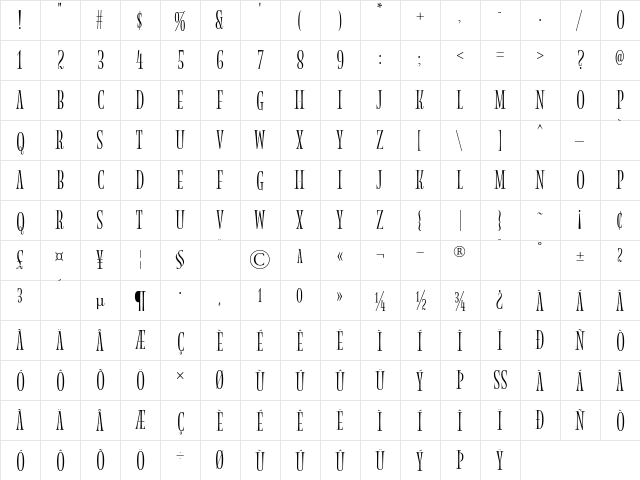 MagnoliaMVB Roman  glyph index