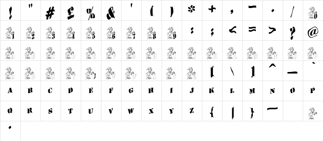 ElfHammering Regular  glyph index
