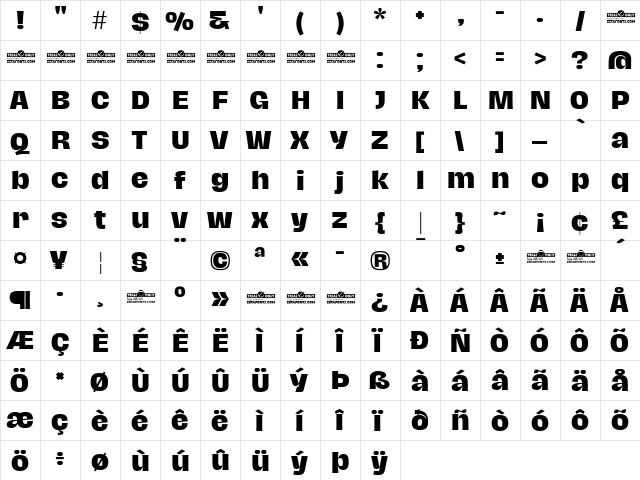 Hagrid Text Trial Extrabold  glyph index