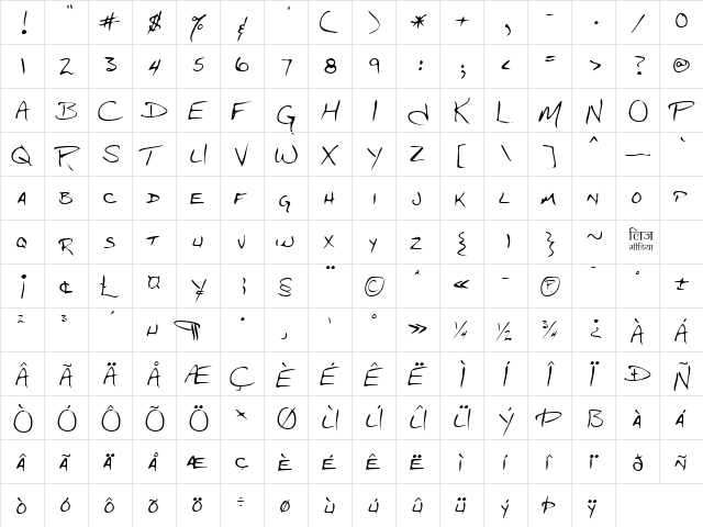 LEHN048 Regular  glyph index