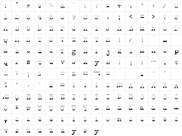 NeoBulletin Gradient Regular  glyph index