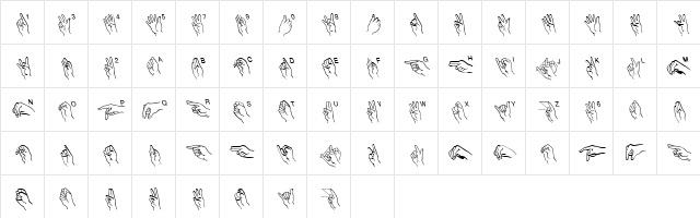 AmerSignAlpha Regular  glyph index