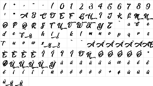 Dopestyle Regular  glyph index