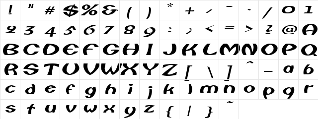 FishermanExtended Oblique  glyph index