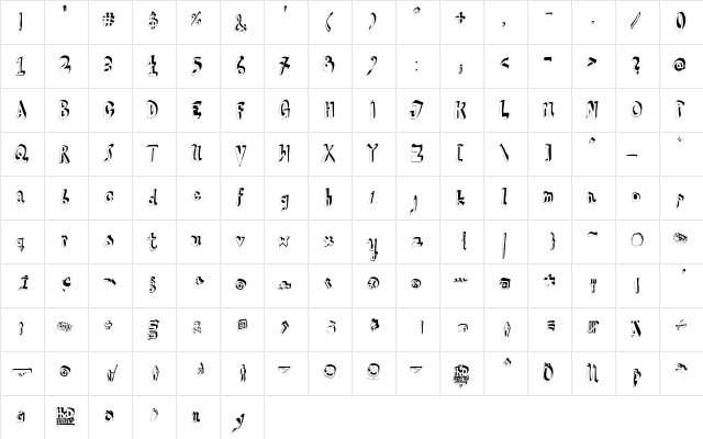 HVD Steinzeit Regular  glyph index