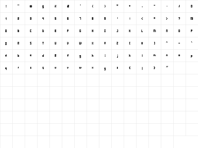 HM Tiny Bit Regular  glyph index