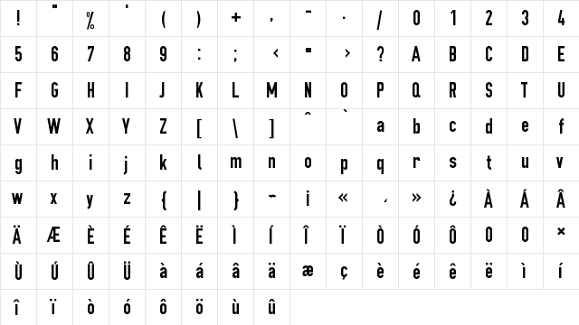 OSP-DIN DIN  glyph index