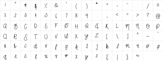 HomegirlJessa Medium  glyph index