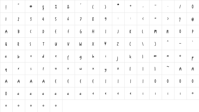 kidson Regular  glyph index