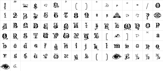 Kingthings Eggypeg Regular  glyph index