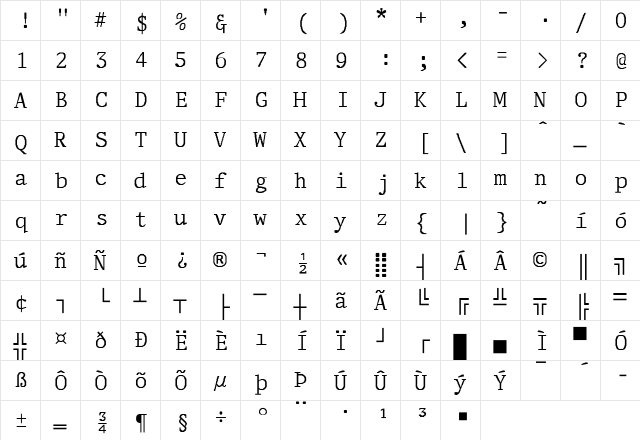 Adjutant-Normal Regular  glyph index