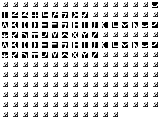 AlphaBloc Zoom  glyph index
