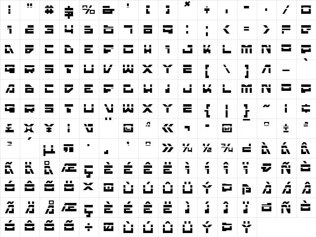 Trajia Laser Laser  glyph index