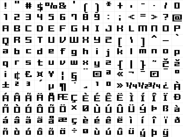 FFF Estudio Thin Bold Regular  glyph index