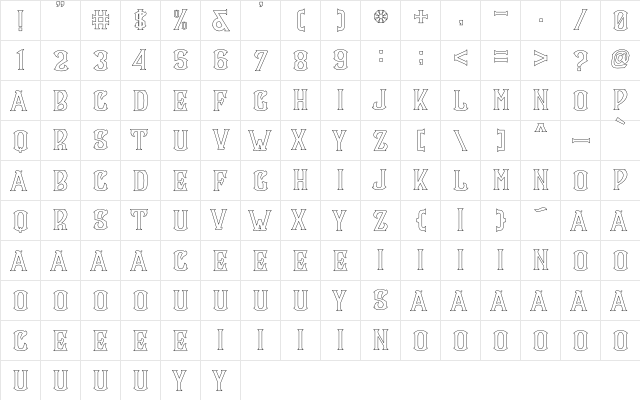 CS Maria Outline Regular  glyph index