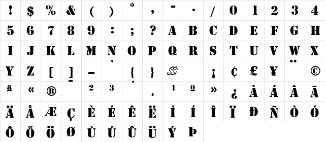 Template Caps SSi Bold  glyph index