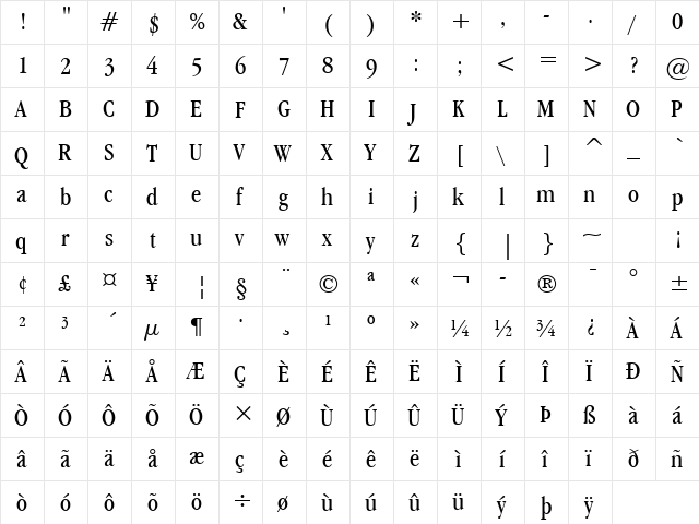 GarmdITC BkCn BT Book  glyph index