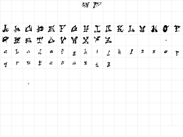 Dark Flame Regular  glyph index