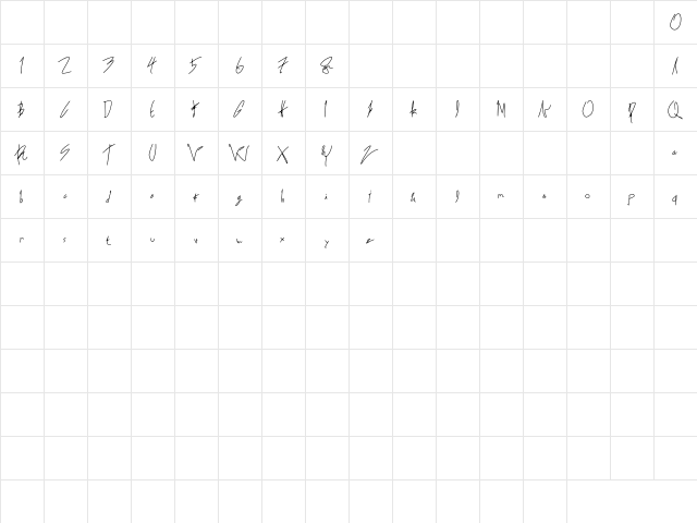 alexandria ann Regular  glyph index