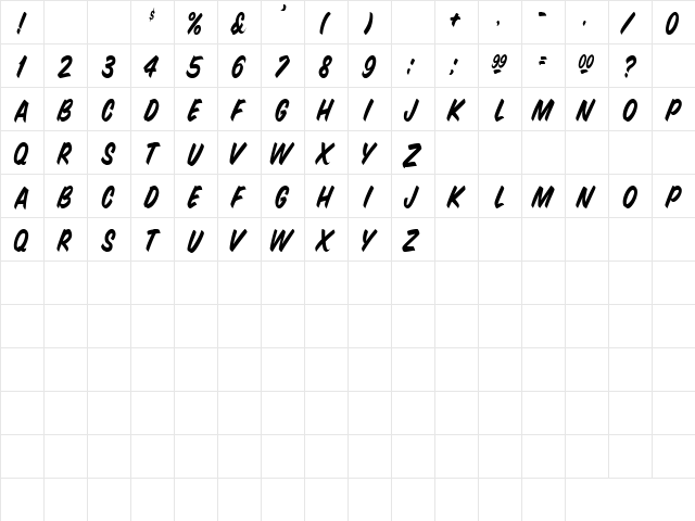 Jetsam 2 Regular  glyph index
