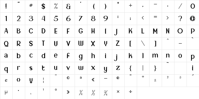 New Crown Normal_DEMO  glyph index