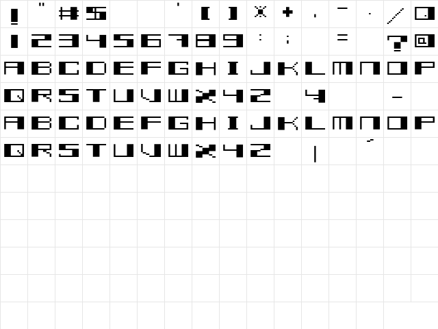 TECNO STRESS Regular  glyph index