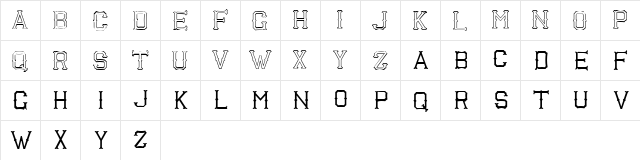 Richardson Fancy Block Regular  glyph index