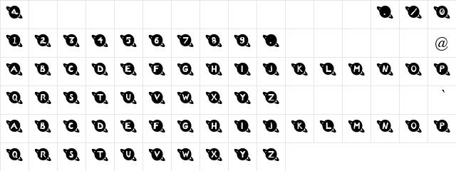 Horror Regular  glyph index