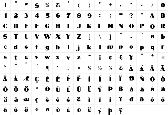 Cotrell CF ExtraBold Regular  glyph index